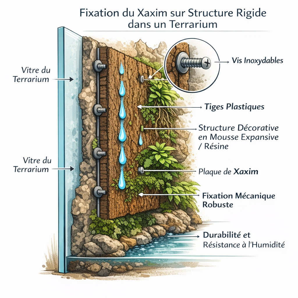 Schéma de fixation du xaxim sur support rigide